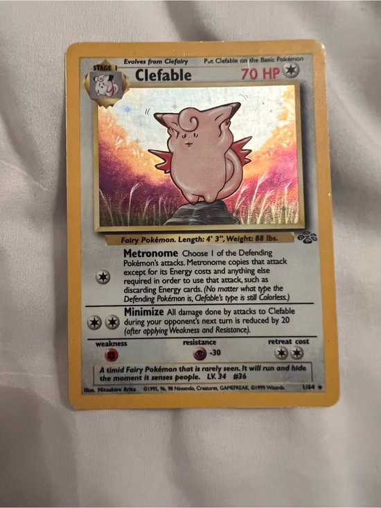 Pokemon Other - 1999 RARE Clefable 1/64 Jungle Holo Unlimited Pokemon Card